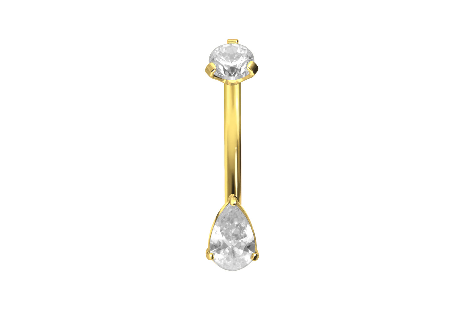 Titan Bananabell Piercing mit Innengewinde KRISTALL + KRISTALLTROPFEN
